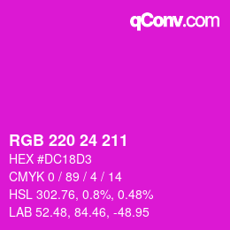 Color code: RGB 220 24 211 | qconv.com