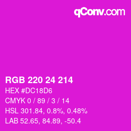 颜色代码: RGB 220 24 214 | qconv.com