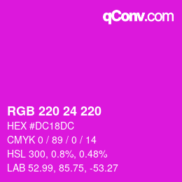 カラーコード: RGB 220 24 220 | qconv.com