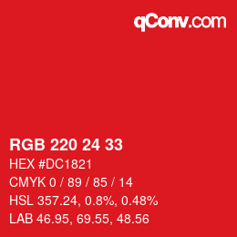 Color code: RGB 220 24 33 | qconv.com
