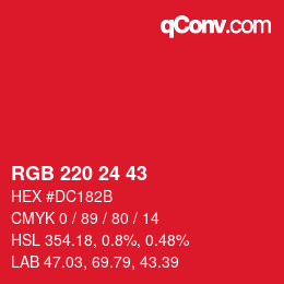 カラーコード: RGB 220 24 43 | qconv.com