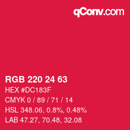 カラーコード: RGB 220 24 63 | qconv.com