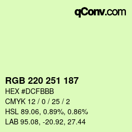 Código de color: RGB 220 251 187 | qconv.com