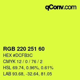 カラーコード: RGB 220 251 60 | qconv.com