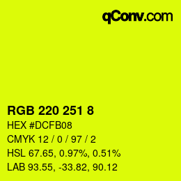 Color code: RGB 220 251 8 | qconv.com