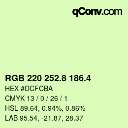 カラーコード: RGB 220 252.8 186.4 | qconv.com