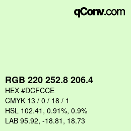 カラーコード: RGB 220 252.8 206.4 | qconv.com