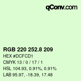 カラーコード: RGB 220 252.8 209 | qconv.com