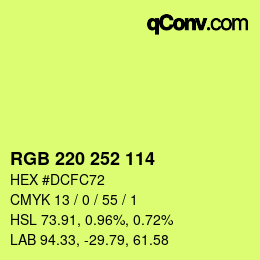 Color code: RGB 220 252 114 | qconv.com