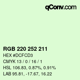 Color code: RGB 220 252 211 | qconv.com