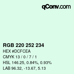 カラーコード: RGB 220 252 234 | qconv.com
