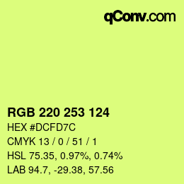 Color code: RGB 220 253 124 | qconv.com