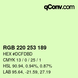 颜色代码: RGB 220 253 189 | qconv.com