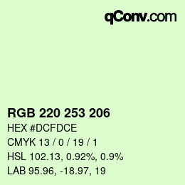 颜色代码: RGB 220 253 206 | qconv.com