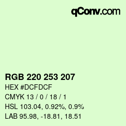 Código de color: RGB 220 253 207 | qconv.com