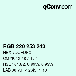 Color code: RGB 220 253 243 | qconv.com