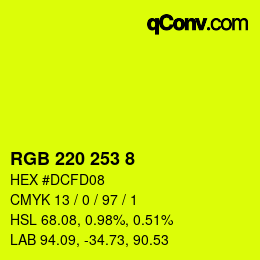 颜色代码: RGB 220 253 8 | qconv.com