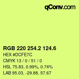カラーコード: RGB 220 254.2 124.6 | qconv.com