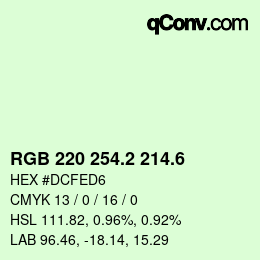 カラーコード: RGB 220 254.2 214.6 | qconv.com