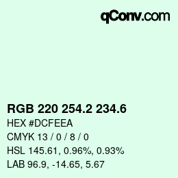 カラーコード: RGB 220 254.2 234.6 | qconv.com