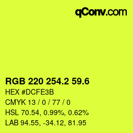 カラーコード: RGB 220 254.2 59.6 | qconv.com