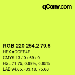 カラーコード: RGB 220 254.2 79.6 | qconv.com