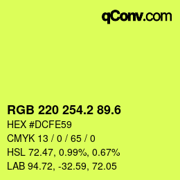 カラーコード: RGB 220 254.2 89.6 | qconv.com
