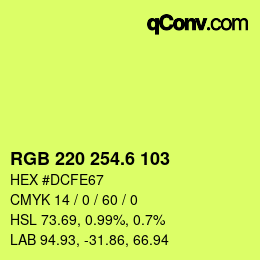 カラーコード: RGB 220 254.6 103 | qconv.com