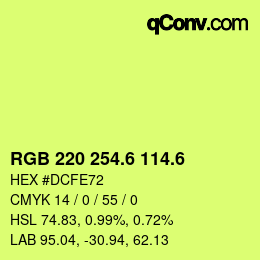 カラーコード: RGB 220 254.6 114.6 | qconv.com