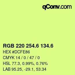 カラーコード: RGB 220 254.6 134.6 | qconv.com
