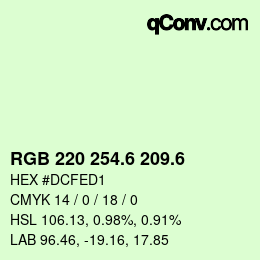 カラーコード: RGB 220 254.6 209.6 | qconv.com