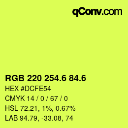 カラーコード: RGB 220 254.6 84.6 | qconv.com