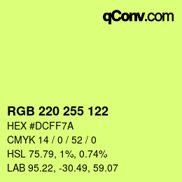 Color code: RGB 220 255 122 | qconv.com
