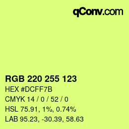 カラーコード: RGB 220 255 123 | qconv.com