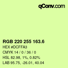 カラーコード: RGB 220 255 163.6 | qconv.com