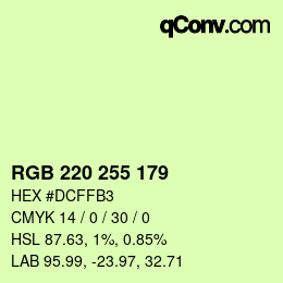 Color code: RGB 220 255 179 | qconv.com