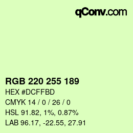 Color code: RGB 220 255 189 | qconv.com