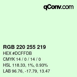 Color code: RGB 220 255 219 | qconv.com