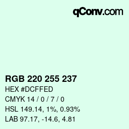 Color code: RGB 220 255 237 | qconv.com