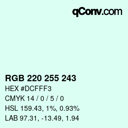 Color code: RGB 220 255 243 | qconv.com