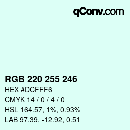 Color code: RGB 220 255 246 | qconv.com