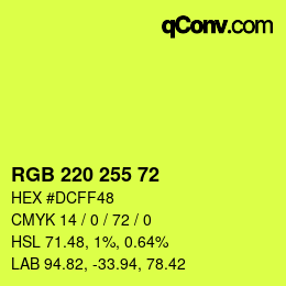 Color code: RGB 220 255 72 | qconv.com