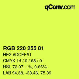 Color code: RGB 220 255 81 | qconv.com