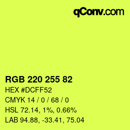 Color code: RGB 220 255 82 | qconv.com