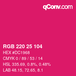 颜色代码: RGB 220 25 104 | qconv.com