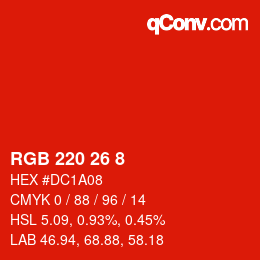 Color code: RGB 220 26 8 | qconv.com