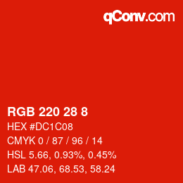Color code: RGB 220 28 8 | qconv.com