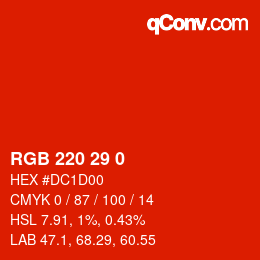 Color code: RGB 220 29 0 | qconv.com
