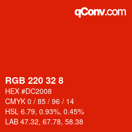カラーコード: RGB 220 32 8 | qconv.com