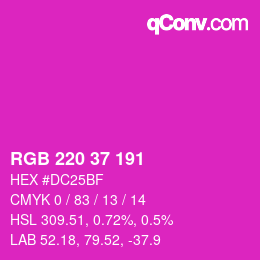 カラーコード: RGB 220 37 191 | qconv.com